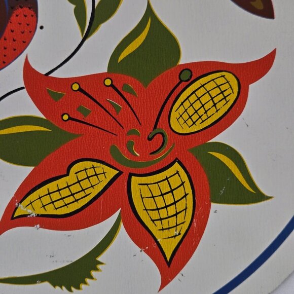 Hex Sign Pennsylvania Dutch Bird Circular Wall Hanging Trivet Signed Jacob Zook - Picture 4 of 8